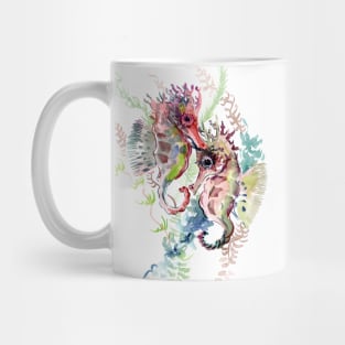 Seahorse, soft Coral Pink Gray artwork Mug